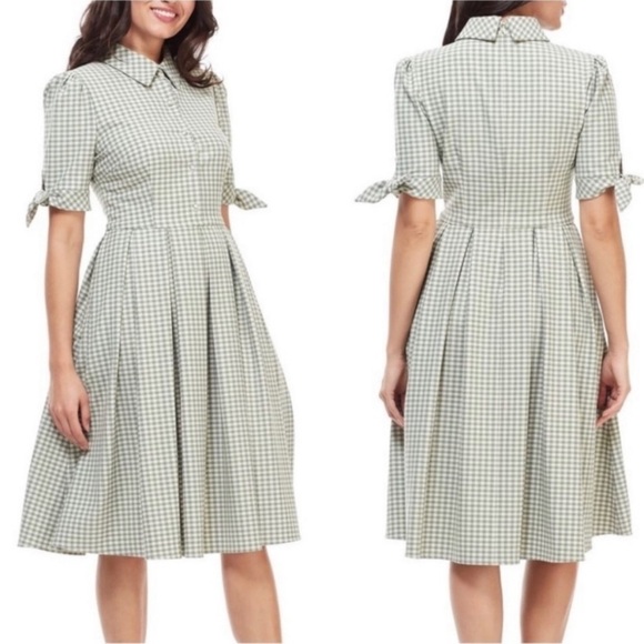 Gal Meets Glam Green Gingham Dress - Picture 3 of 6